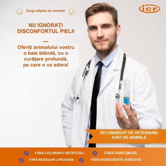 Spumă Antiseptică pentru Câini și Pisici Clorexyderm , 100 ml – ICF